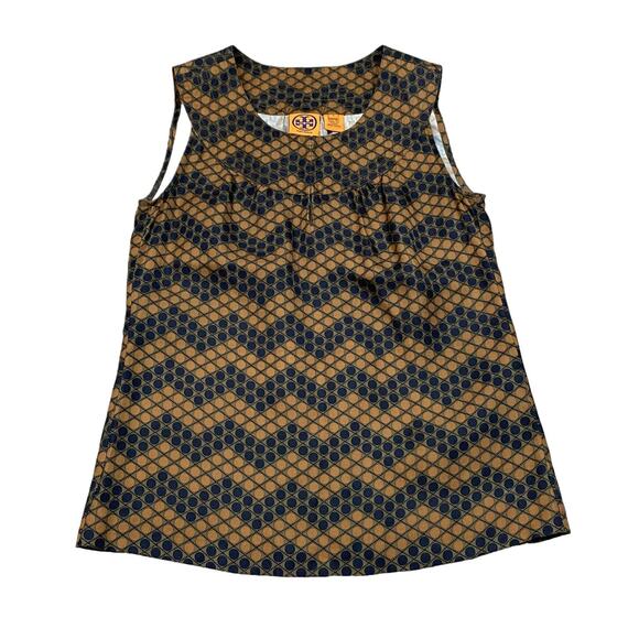 Tory Burch Silk Chevron Print Sleeveless Tank Blouse Women's 4 - Picture 1 of 9